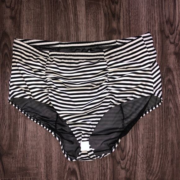 black and white striped swimsuit bottoms